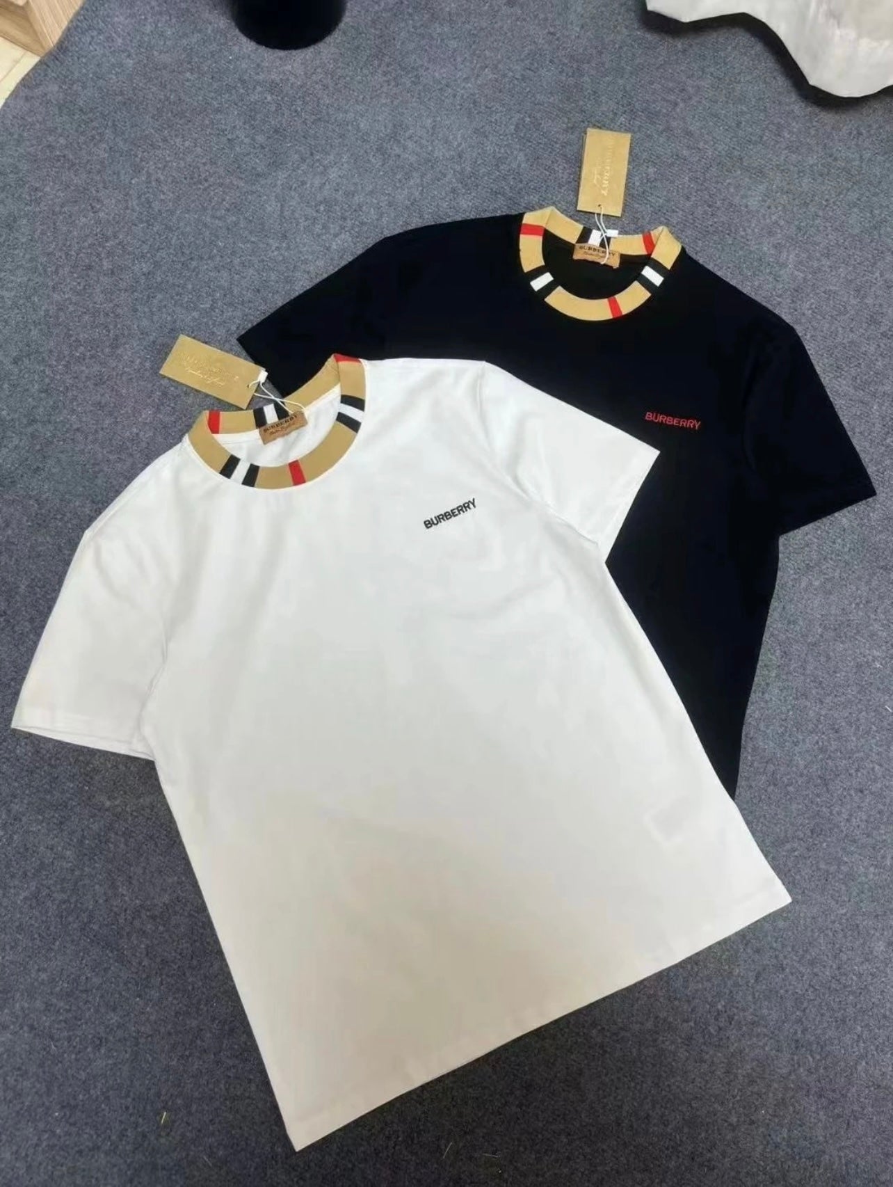 T-shirt Burberry coton bordure rayée iconique