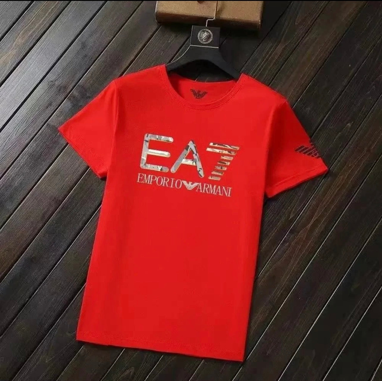T-SHIRT EA7 RAS-DU-COU À MANCHES COURTES VISIBILITY EN COTON STRETCH